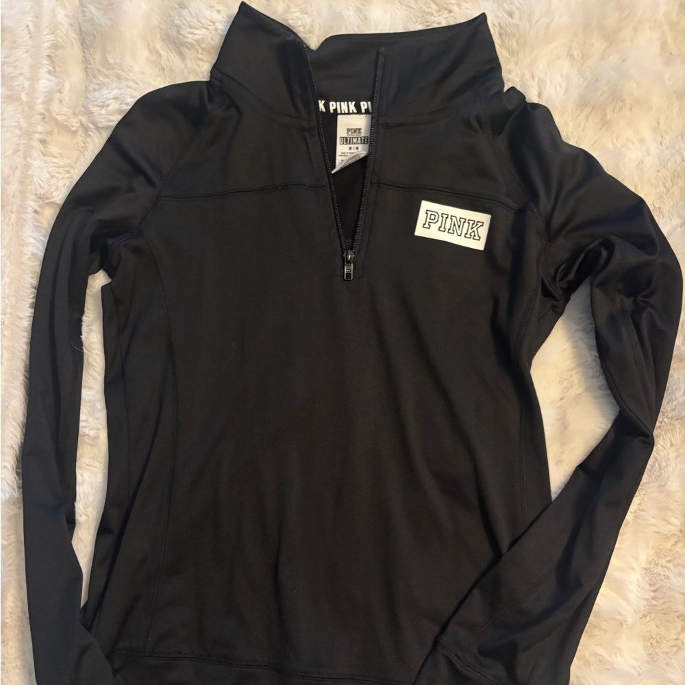 PINK Victoria's Secret Black Quarter-Zip Sweatshirt